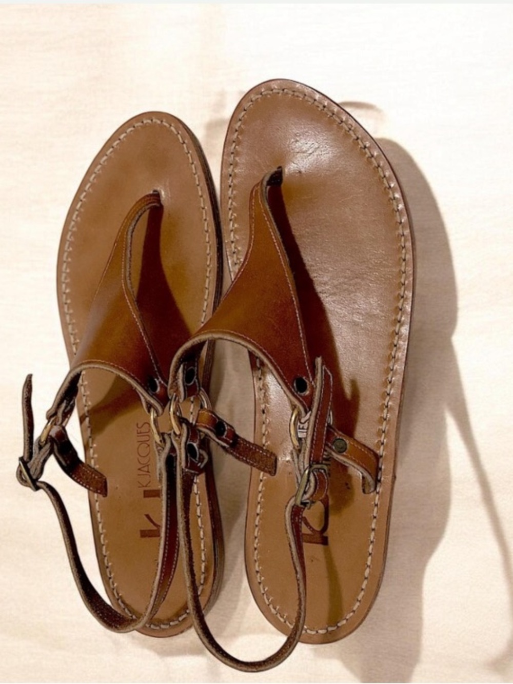 HJacques StTropezó  Triton Vachetta Leather Thong Sandals Size 40